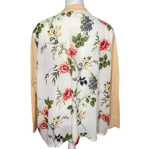 Fever Juniors Peach Floral Mixed Media Shawl Neck Cardigan Sz 3X - Picture 4 of 8